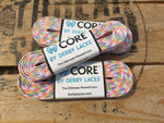 White with rainbow Flecks Derby Laces Skate Laces 