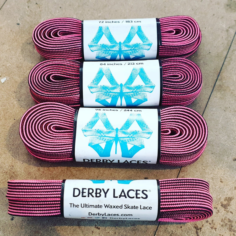Pink and Black Stripe Derby Laces Skate Laces 
