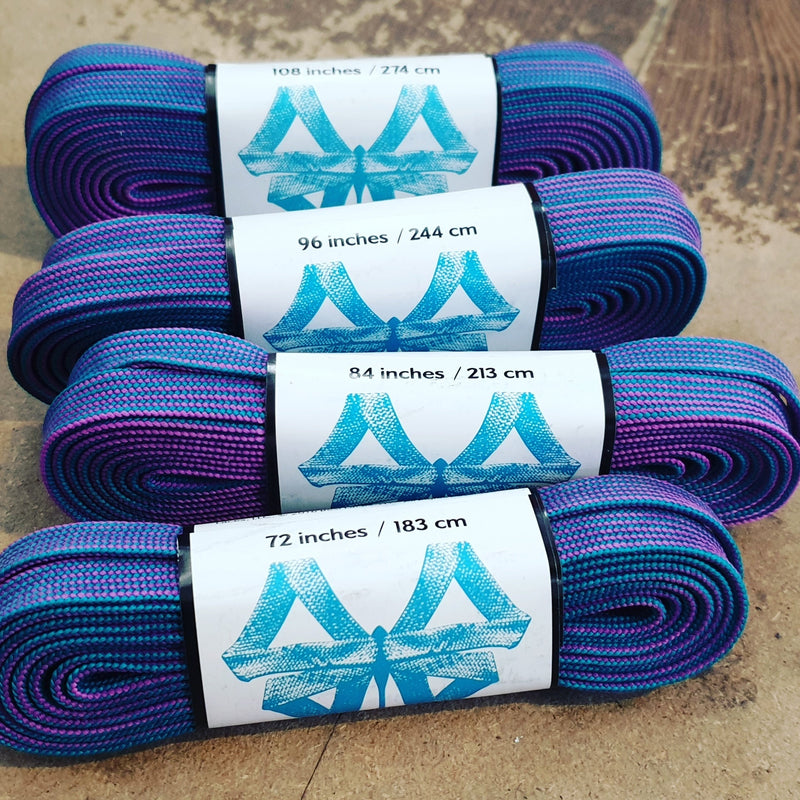 Purple and Teal Stripe Derby Laces Skate Laces 