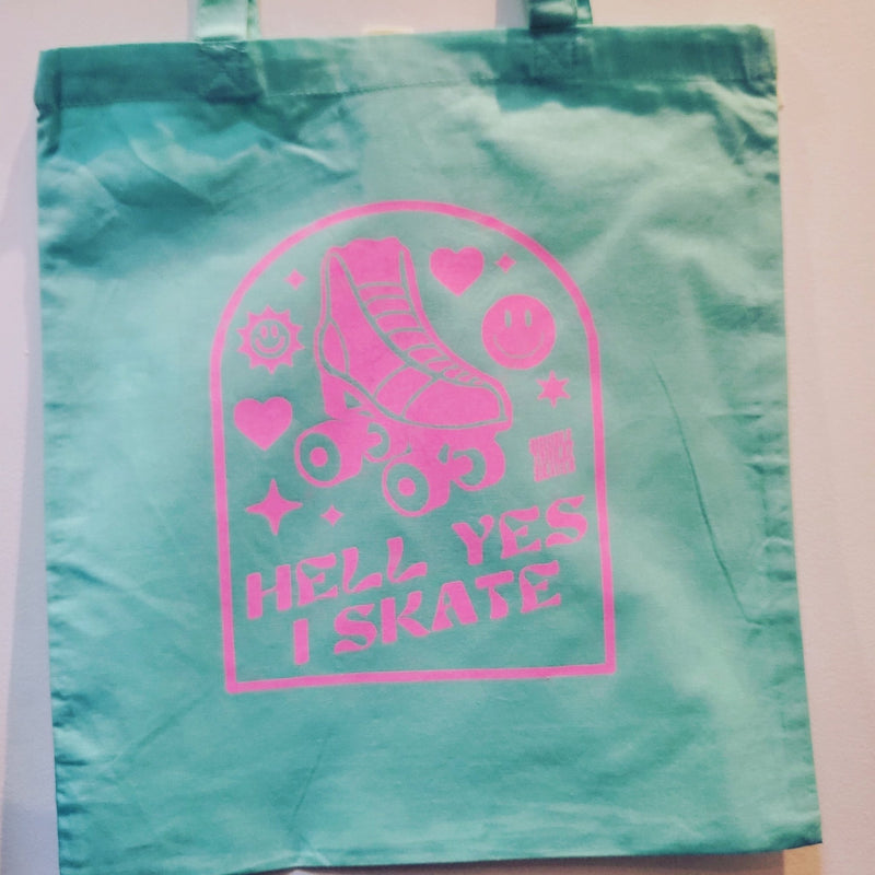 HELL YES I SKATE Tote Bags - Double Threat Skates