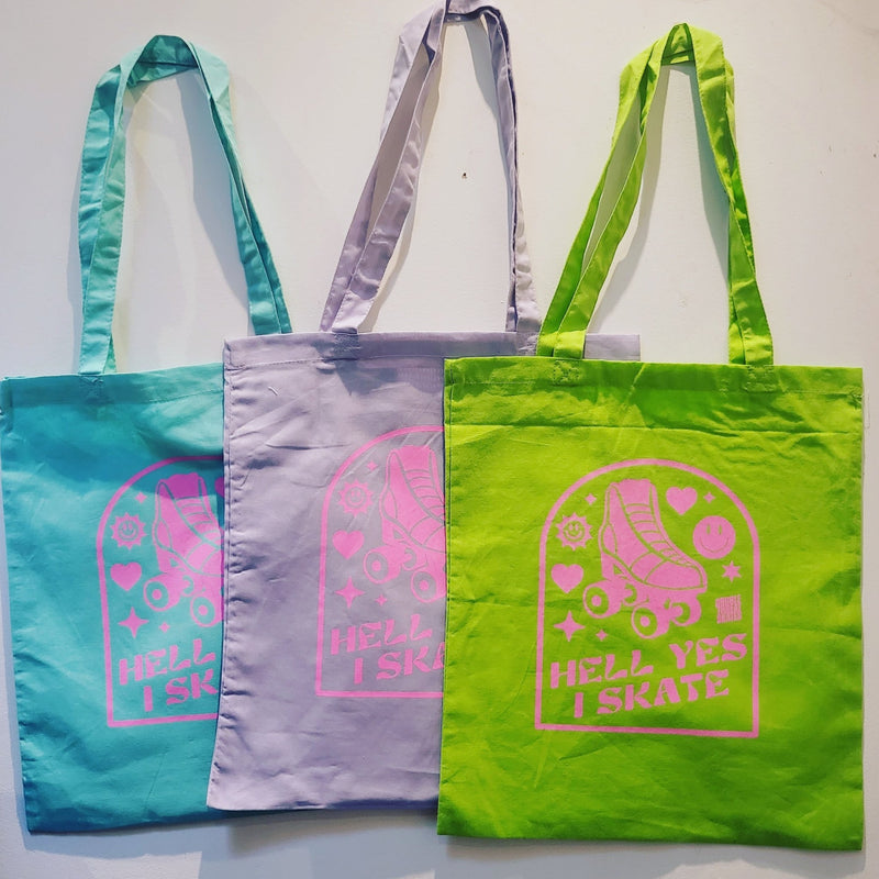 HELL YES I SKATE Tote Bags - Double Threat Skates
