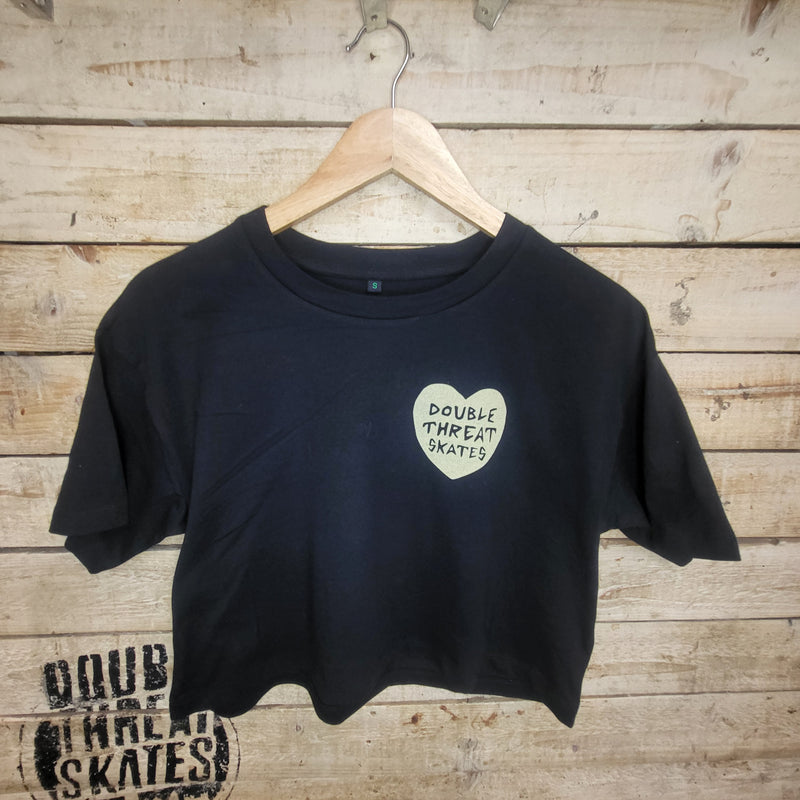 Queen of Skates Cropped Washed Black T-Shirt