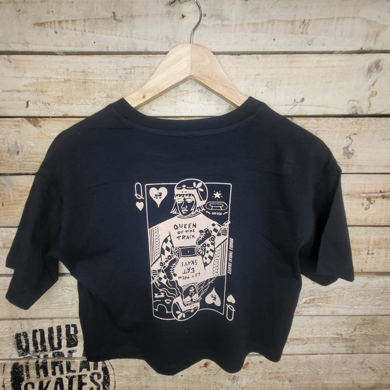 Queen of Skates Cropped Washed Black T-Shirt