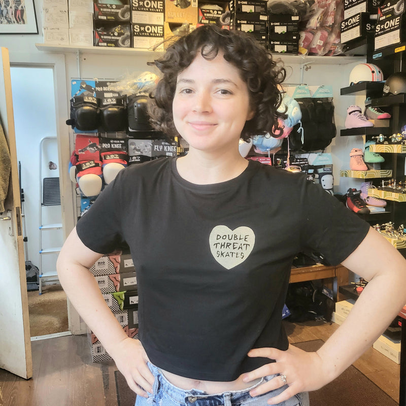 Queen of Skates Cropped Washed Black T-Shirt