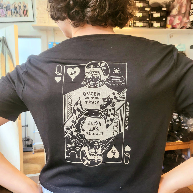 Queen of Skates Cropped Washed Black T-Shirt