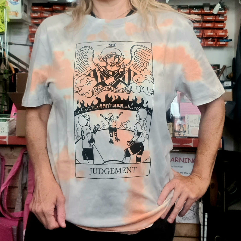 JUDGEMENT All Gender Tee - Pink & Grey Tie Dye