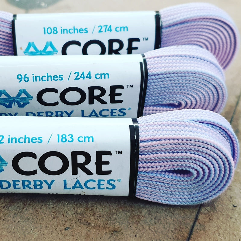 Lavender and Blue Stripe Derby Laces