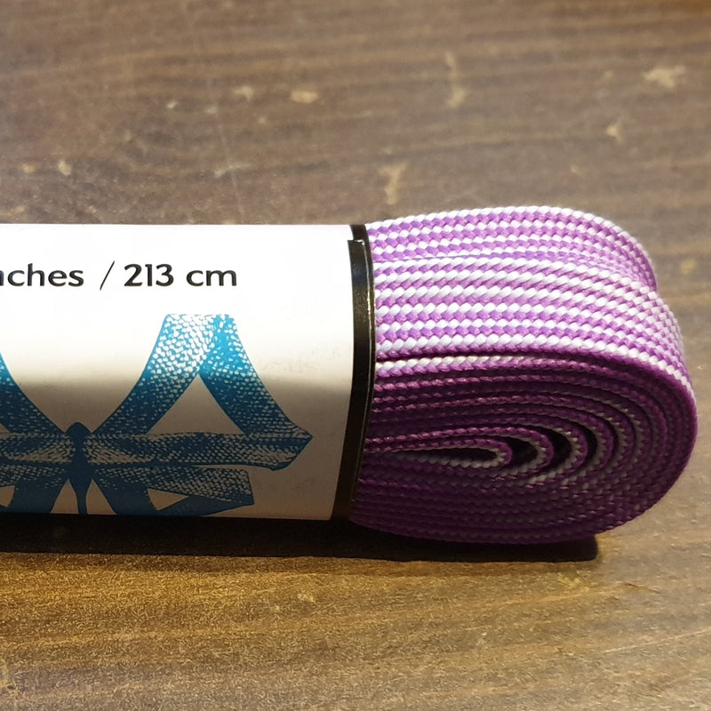 Purple and White Stripe Derby Laces Skate Laces 