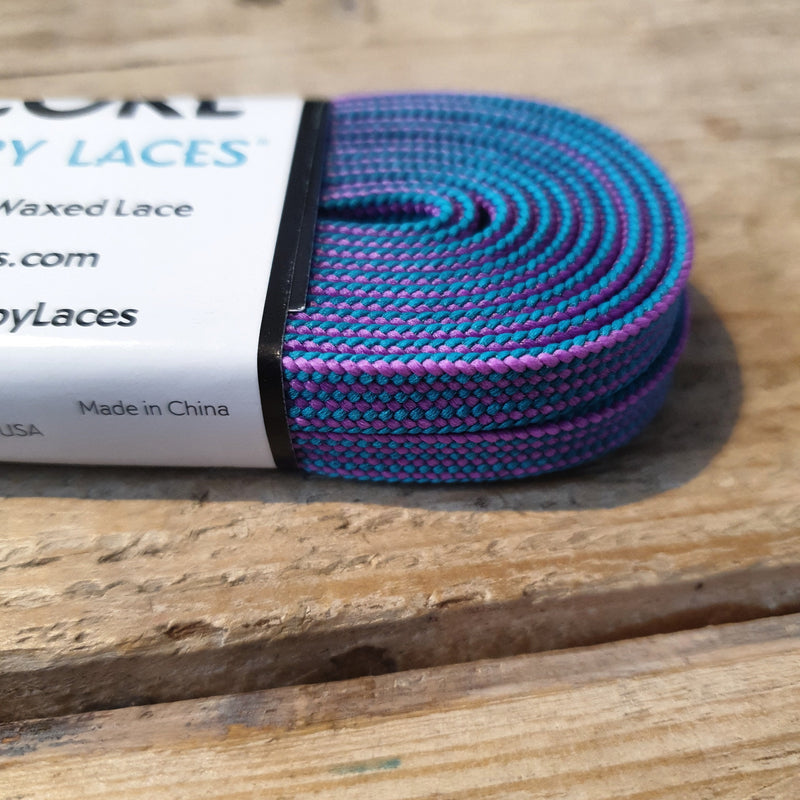 Teal abd Purple Stripe Derby Laces Skate Laces 