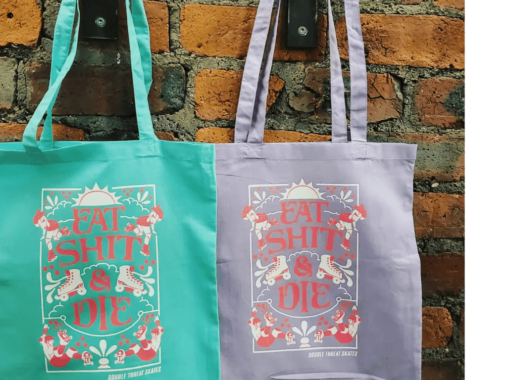 EAT SHIT AND DIE Tote Bags - Double Threat Skates