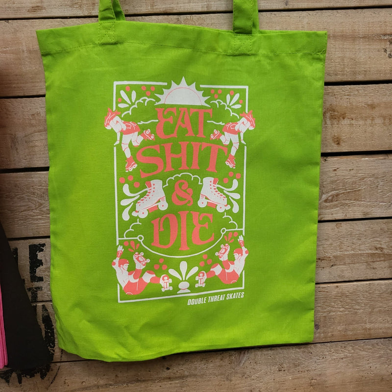 EAT SHIT AND DIE Tote Bags - Double Threat Skates