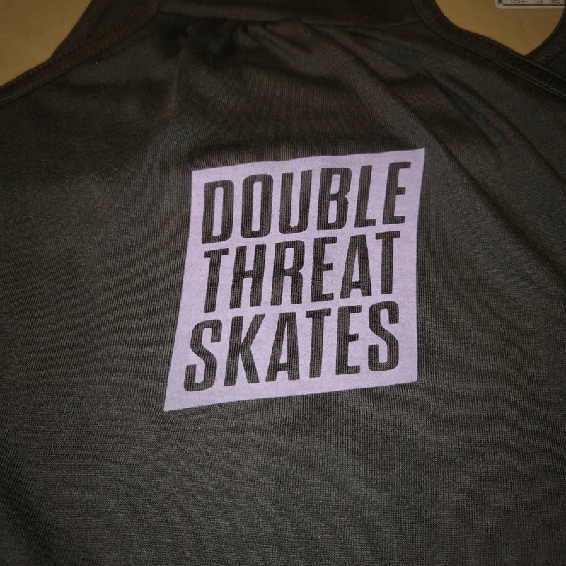 IN STOCK: Jammers Love Space Racerback Tanks - Black with Lilac Print - Double Threat Skates