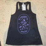 IN STOCK: Jammers Love Space Racerback Tanks - Black with Lilac Print - Double Threat Skates