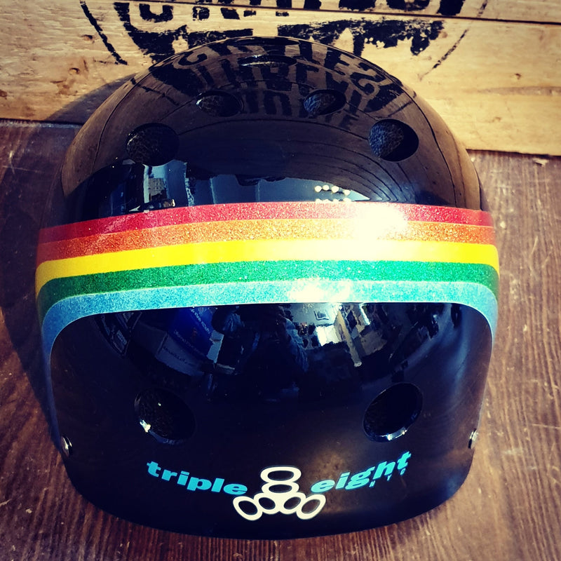 Rainbow Sparkle Triple Eight Sweatsaver Helmet (Dual Certified)-BLACK - Double Threat Skates
