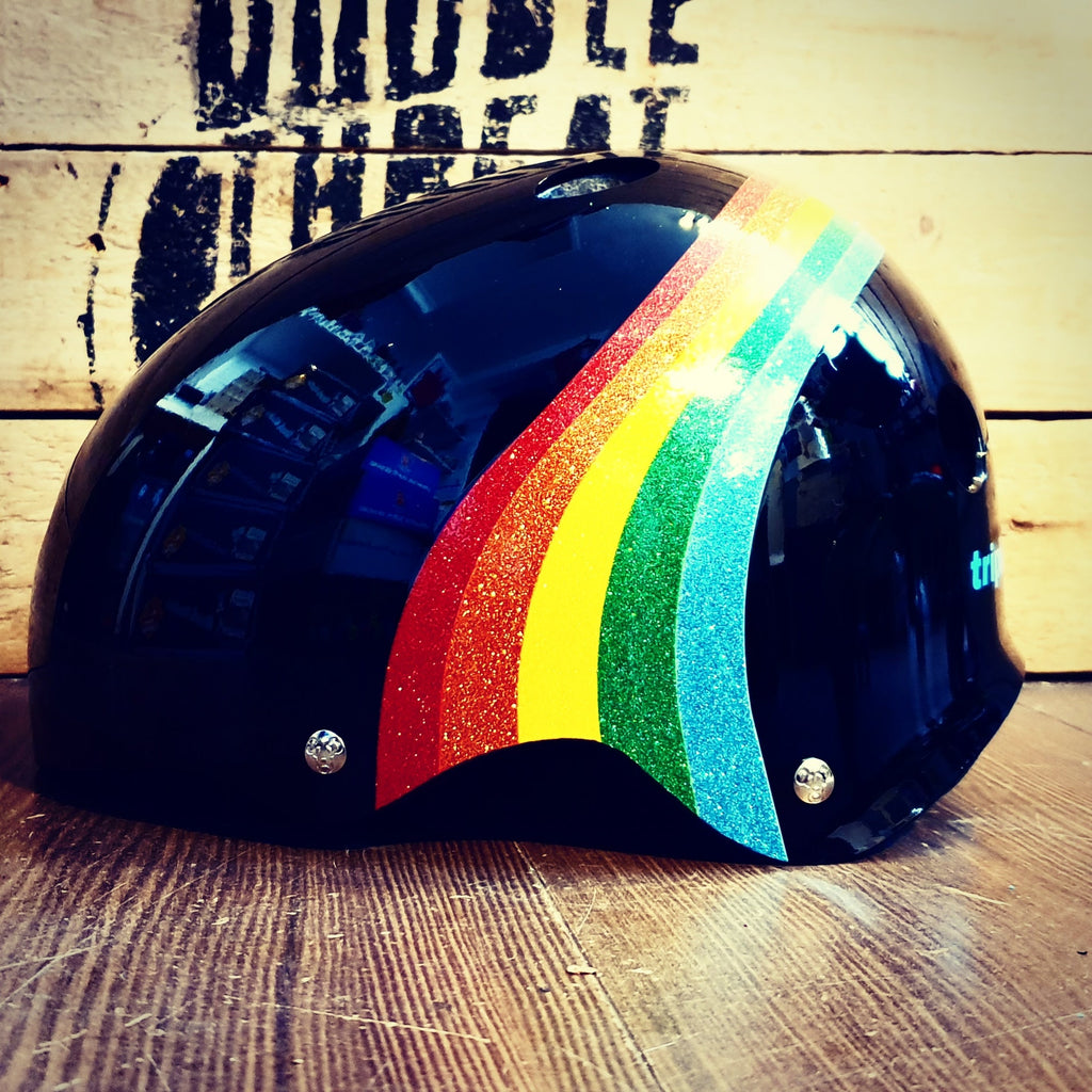 Rainbow Sparkle Triple Eight Sweatsaver Helmet (Dual Certified)-BLACK - Double Threat Skates
