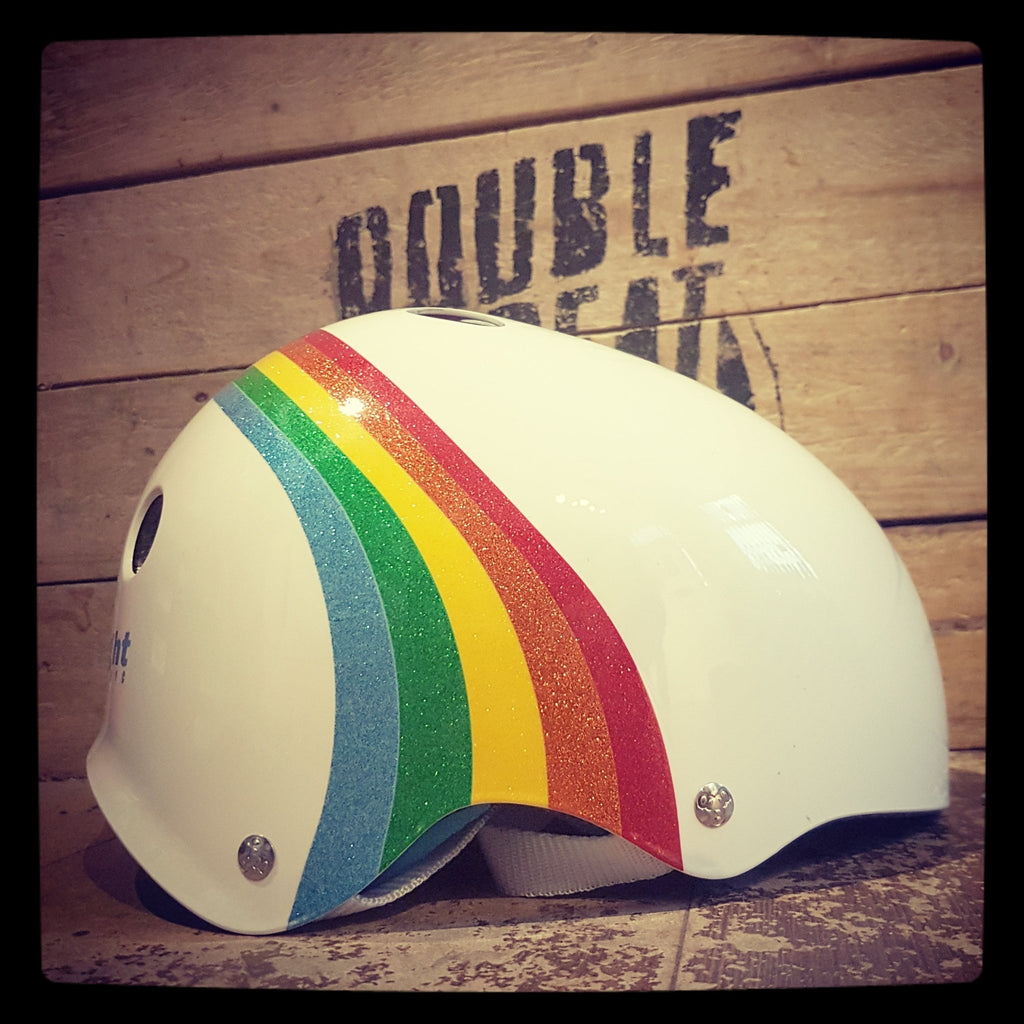 Rainbow Sparkle Triple Eight Sweatsaver Helmet (Dual Certified)-WHITE - Double Threat Skates