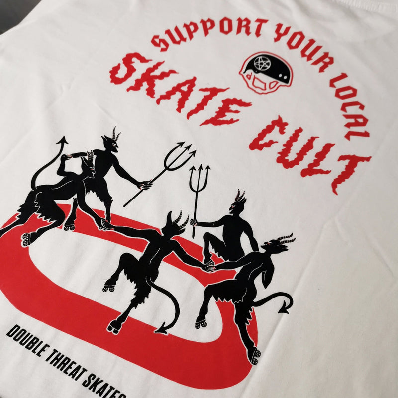 Skate Cult T-Shirt - WHITE - Double Threat Skates